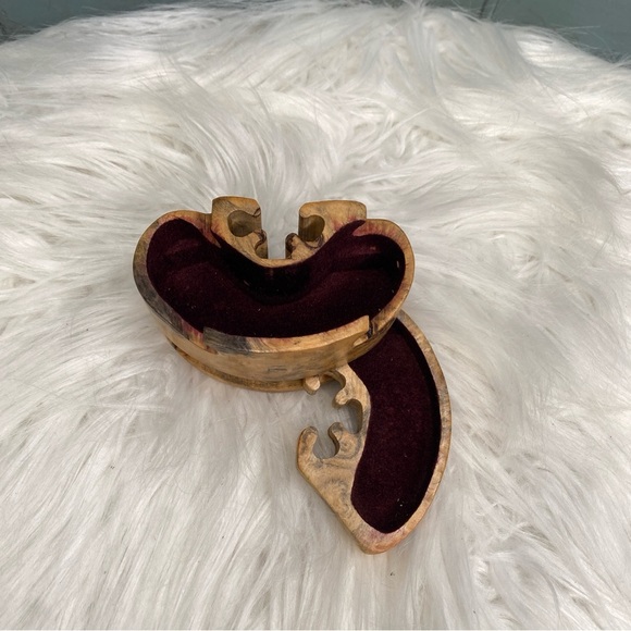 Vintage Richard Rothbard Signed Raw Burlwood Puzzle Box Felt Lined Incomplete - Picture 5 of 11